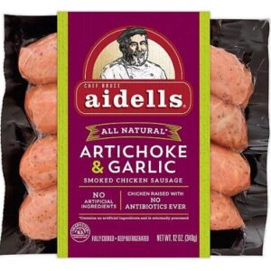 AIDELLS ARTICHOKE & GARLIC CHICKEN SAUSAGE